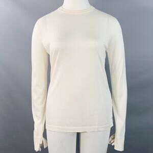 LORO PIANA Size 12 Cream Silk Cotton Jersey Crew Neck Pullover